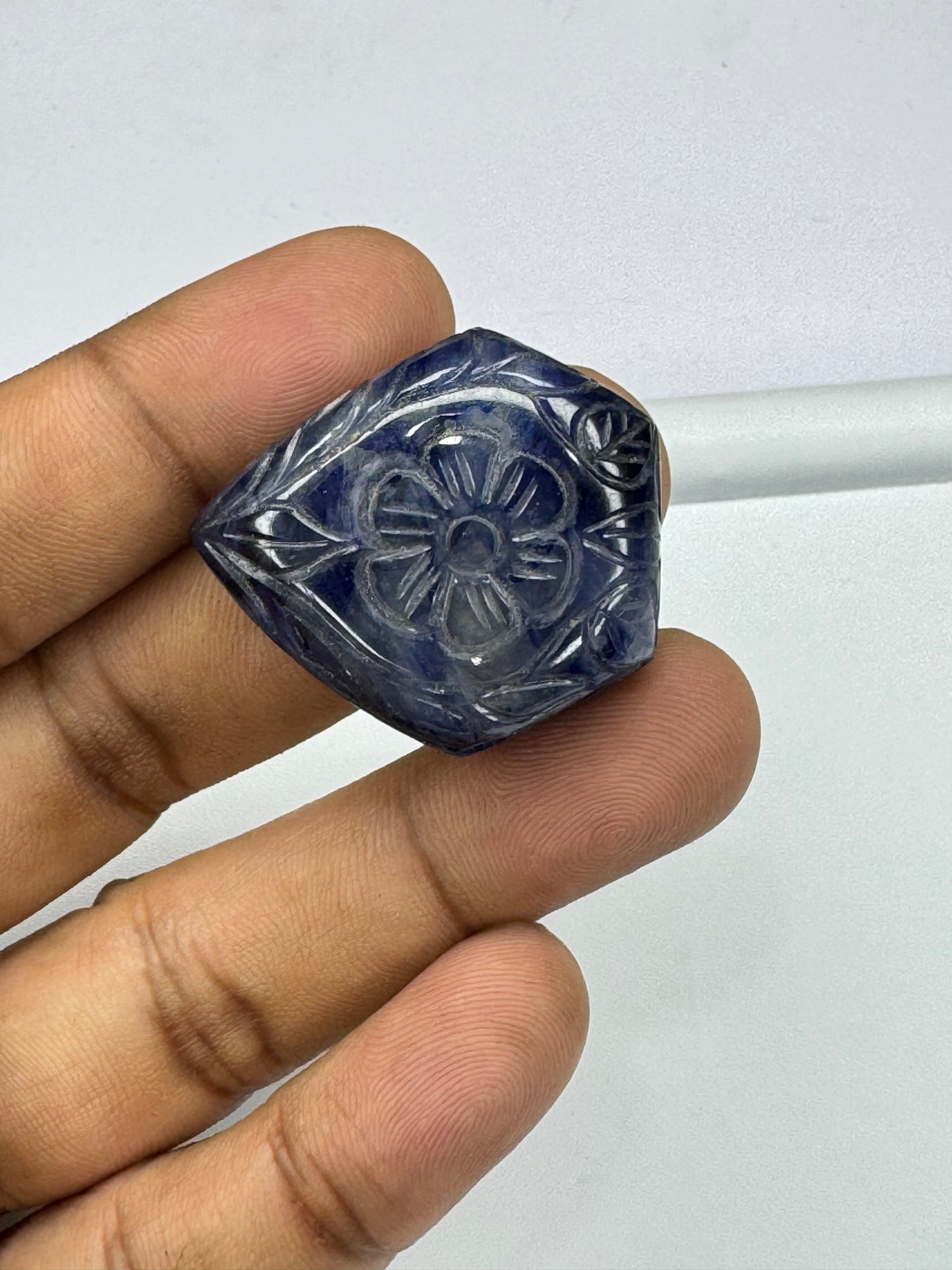 Natural Blue Sapphire Old Mughal Carving Beautiful Blue Sapphire Gemstone Natural Burma Blue Sapphire Gemstone