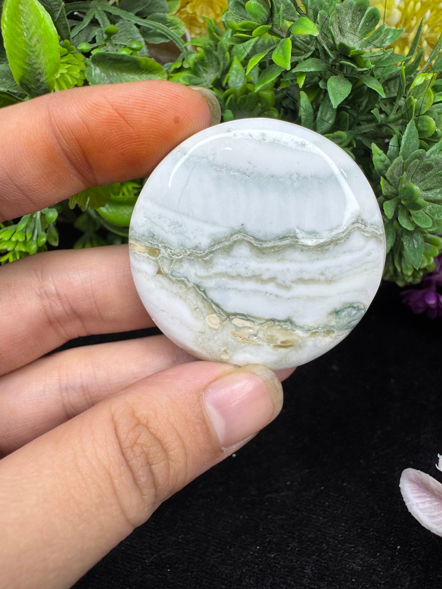 Natural saturn chalcedony gemstone cabochon for wire wrapping and jewelry making.