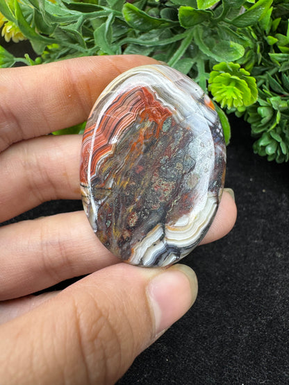 Beautiful crazy lace agate oval cut gemstone cabochon for jewelry making and wire wrapping.