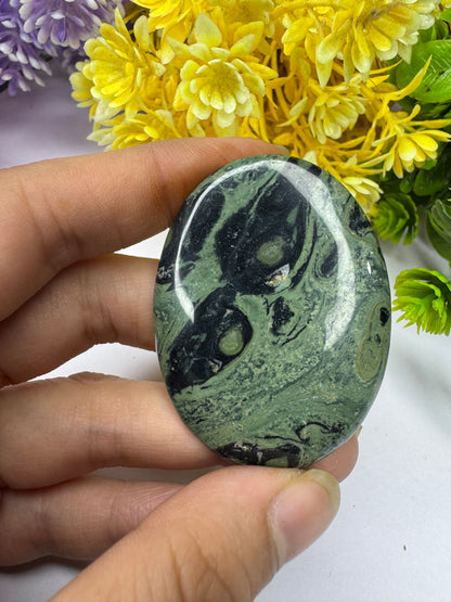 Beautiful Natural kambaba jasper oval cut gemstone cabochon green and black kambaba jasper cabochon