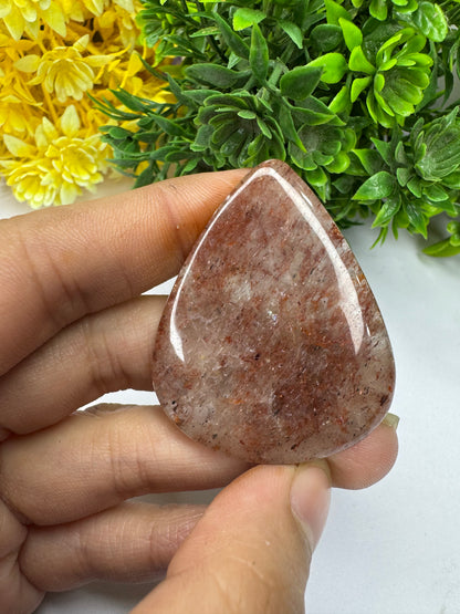 Natural Strawberry Quartz oval cut gemstone cabochon for jewelry making and wire wrapping