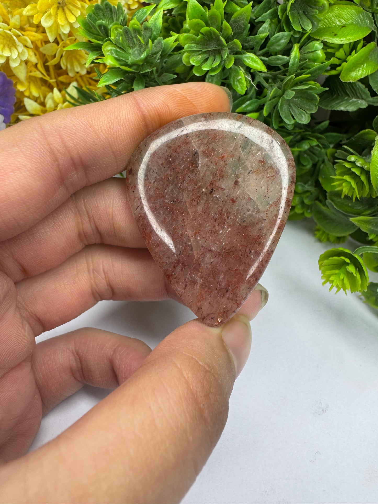 Natural Strawberry Quartz oval cut gemstone cabochon for jewelry making and wire wrapping