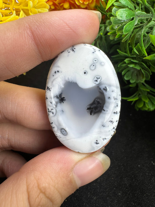 Oval cut natural dendritic opal gemstone cabochon for jewelry making and wire wrapping amazing dendritic opal cabochon