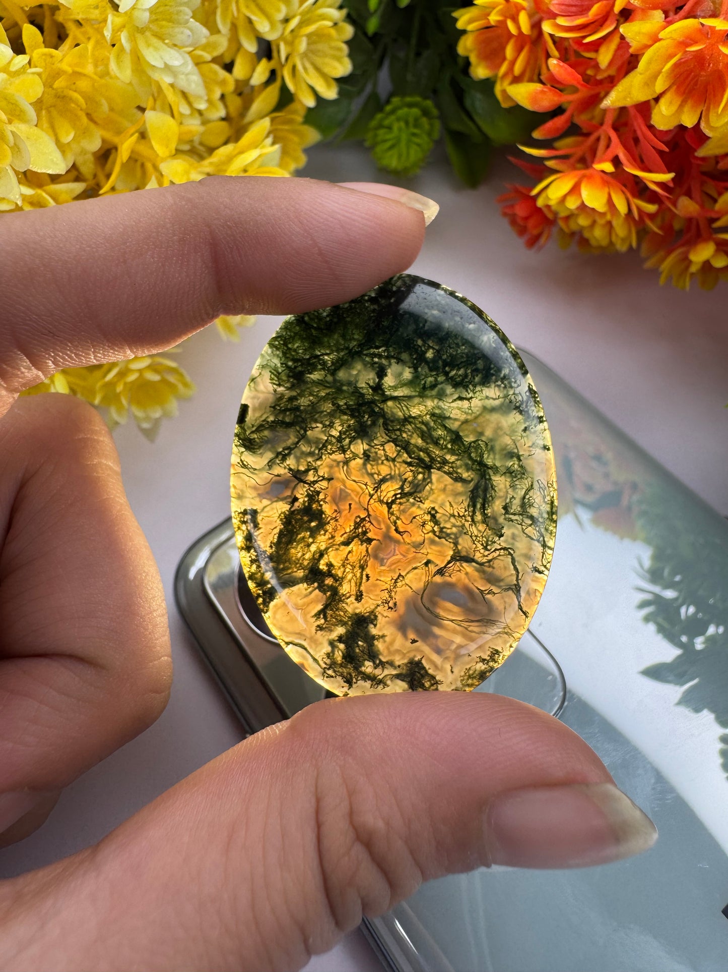 Oval cut Natural Moss Agate gemstone cabochon beautiful moss agate cabochon for jewelry making and wire wrapping