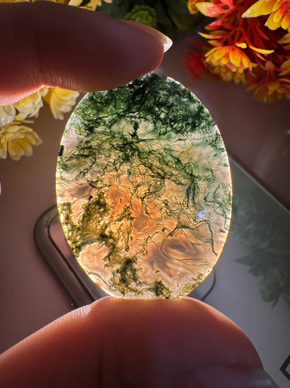 Oval cut Natural Moss Agate gemstone cabochon beautiful moss agate cabochon for jewelry making and wire wrapping