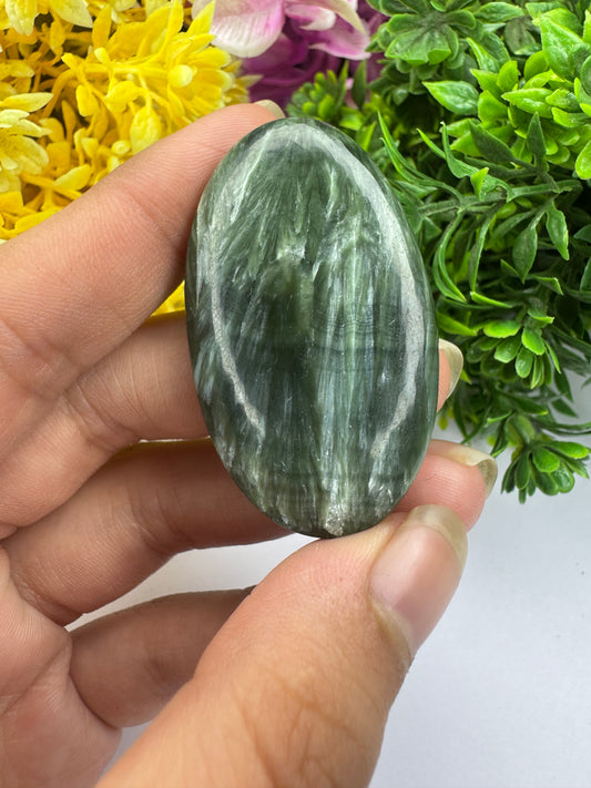 Natural seraphinite gemstone cabochon for jewelry making and wire wrapping amazing seraphinite stone