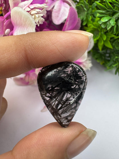 Pear Natural Black Rutile gemstone for jewelry making and wire wrapping amazing black rutile