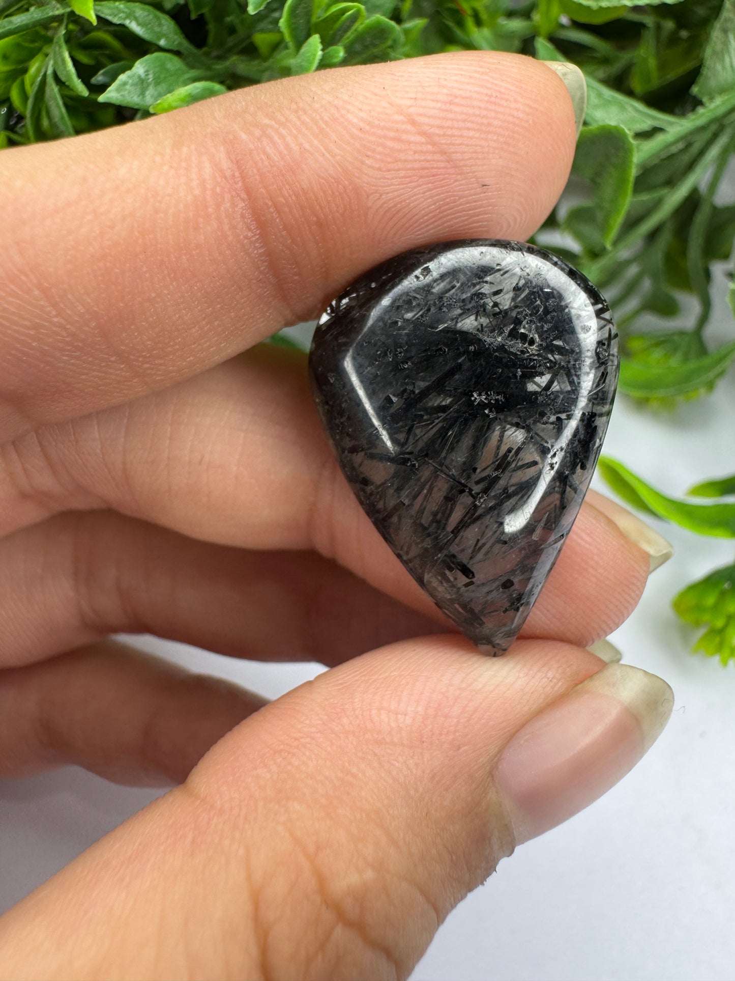 Pear Natural Black Rutile gemstone for jewelry making and wire wrapping amazing black rutile