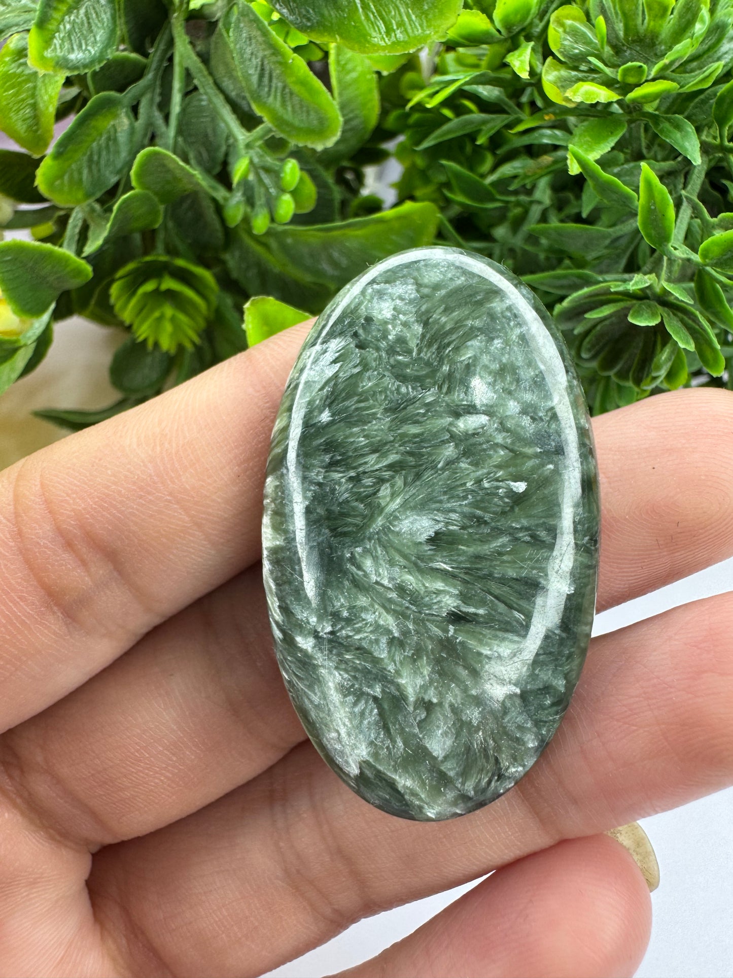 Natural seraphinite gemstone cabochon for jewelry making and wire wrapping amazing seraphinite stone cabochon