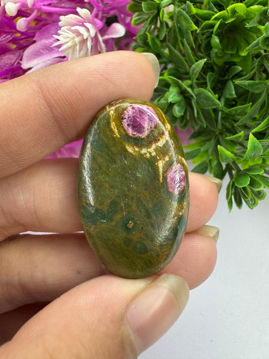 beautiful Ruby Fuchsite Gemstone cabochon for jewelry making and wire wrapping beautiful ruby fuchsite oval cabochon