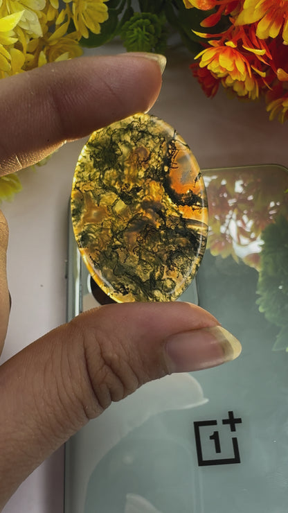 Natural moss agate gemstone cabochon for jewelry making and wire wrapping amazing oval cut moss agate cabochon