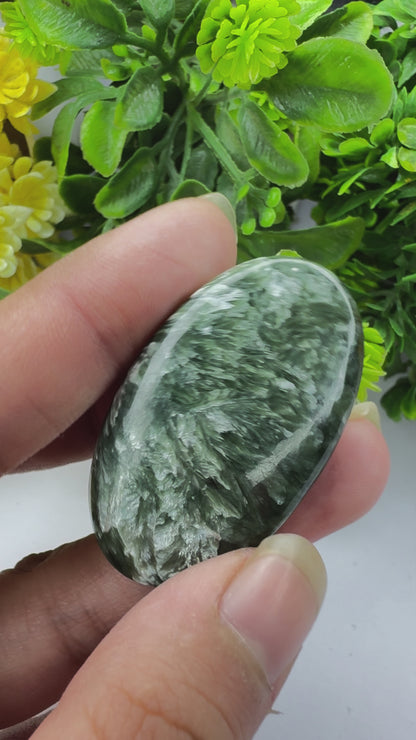 Natural seraphinite gemstone cabochon for jewelry making and wire wrapping amazing seraphinite stone cabochon