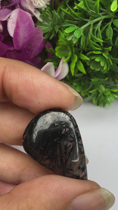 Pear Natural Black Rutile gemstone for jewelry making and wire wrapping amazing black rutile