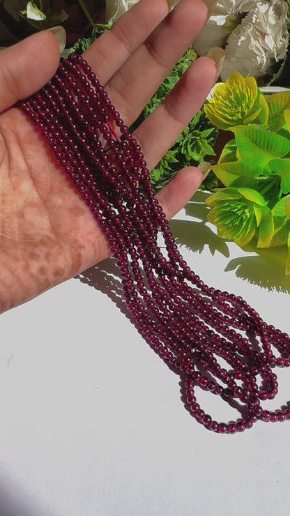 Natural Rhodolite Garnet Round Beads 3 To 4mm natural Rhodolite Garnet Beads Eye Clean Rhodolite Garnet Beads Loose Garnet Beads for jewelry Making beautiful gemstone beads