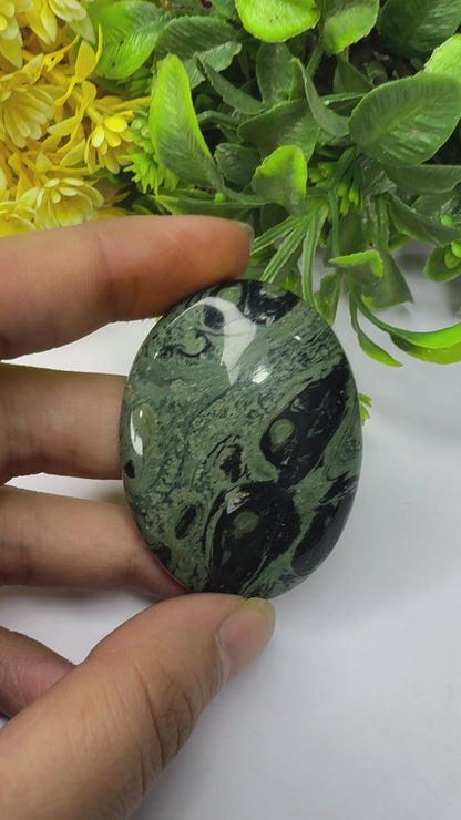 Beautiful Natural kambaba jasper oval cut gemstone cabochon green and black kambaba jasper cabochon