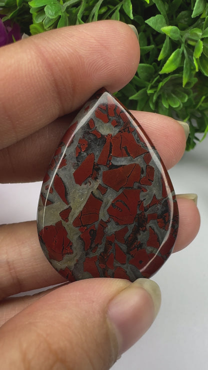 Natural red brecciated cabochon for jewelry making and wire wrapping amazing pear cut red brecciated cabochon gemstone