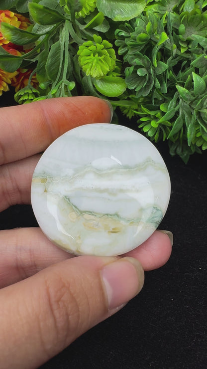 Natural saturn chalcedony gemstone cabochon for wire wrapping and jewelry making.