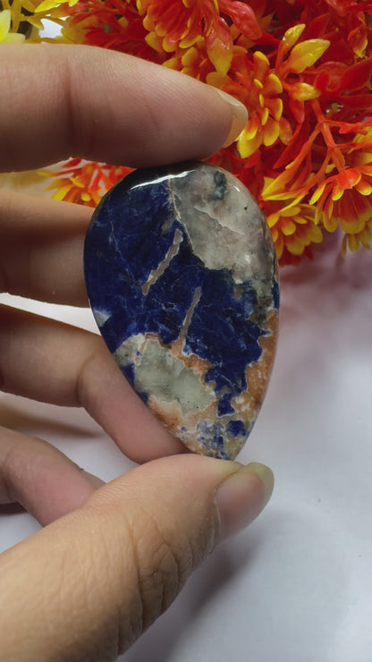 Amazing pear cut sodalite cabochon for jewelry making and wire wrapping beautiful natural sodalite gemstone cabochon