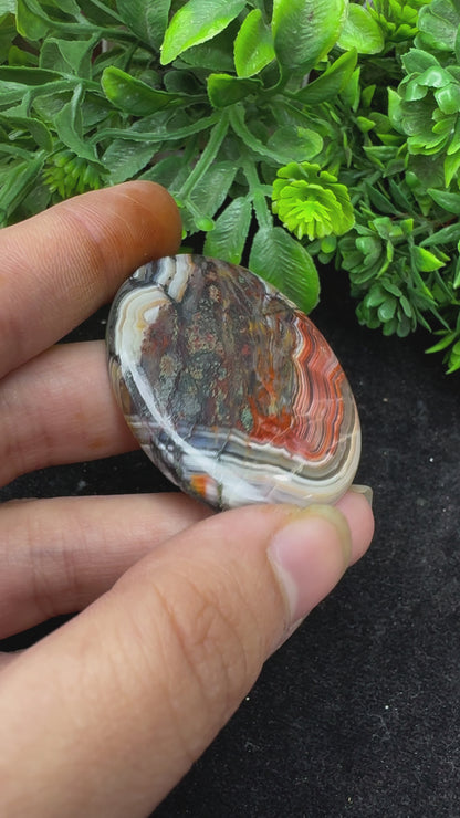 Beautiful crazy lace agate oval cut gemstone cabochon for jewelry making and wire wrapping.