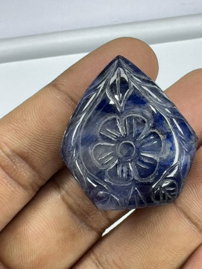 Natural Blue Sapphire Old Mughal Carving Beautiful Blue Sapphire Gemstone Natural Burma Blue Sapphire Gemstone