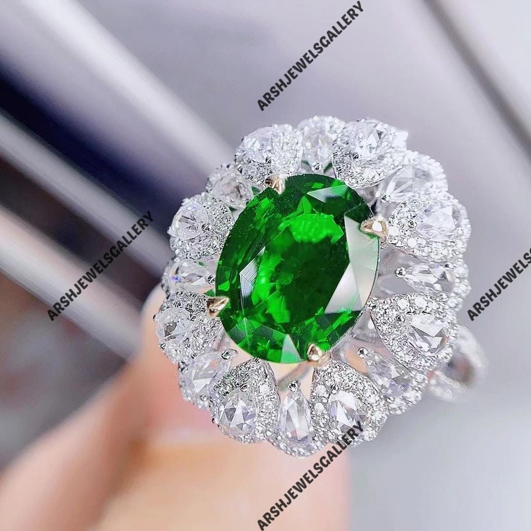 Beautiful & luxury convertible tsavorite Garnet ring unique design tsavorite Garnet ring 925 sterling silver engagement ring wedding ring.