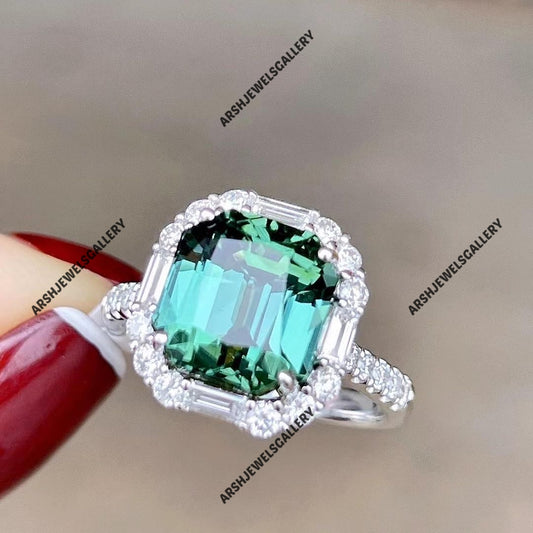 Vintage cushion cut mint green tourmaline ring 925 sterling silver ring gorgeous mint green tourmaline ring engagement ring wedding ring