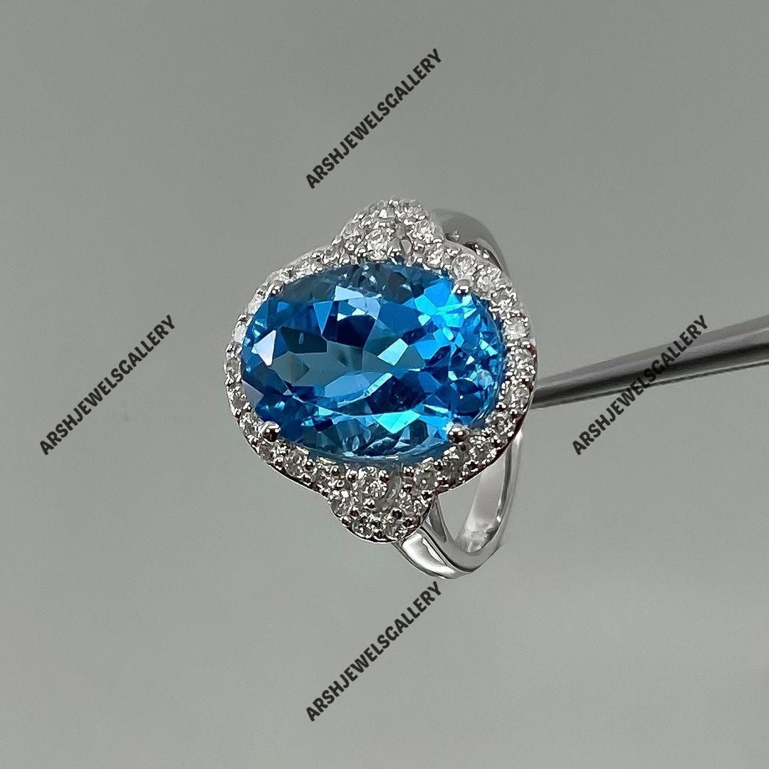 Gorgeous & beautiful oval cut blue topaz ring 925 sterling silver beautiful Blue topaz ring engagement ring wedding ring