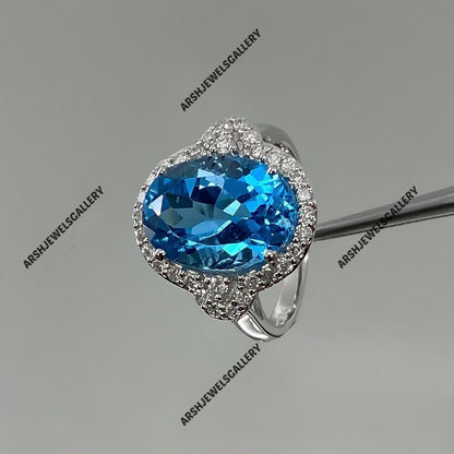 Gorgeous & beautiful oval cut blue topaz ring 925 sterling silver beautiful Blue topaz ring engagement ring wedding ring