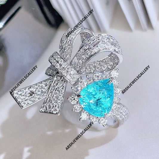 Vintage & luxurious unique design paraiba tourmaline ring 925 sterling silver ring vintage paraiba tourmaline ring engagement ring.