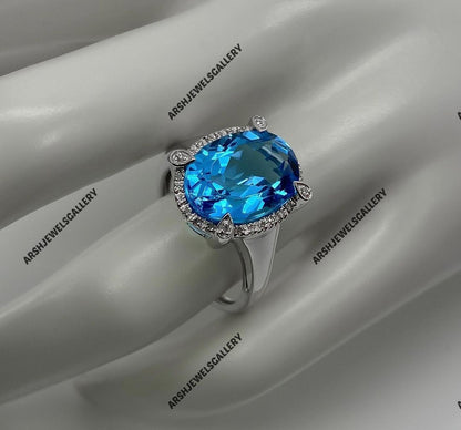 Gorgeous & beautiful oval cut blue topaz ring 925 sterling silver beautiful Blue topaz ring engagement ring wedding ring