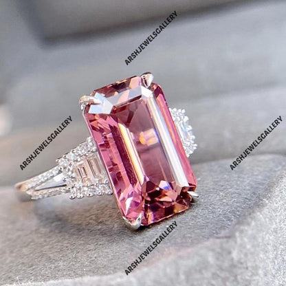 Gorgeous design pink tourmaline ring 925 sterling silver unique design pink tourmaline ring engagement ring wedding ring