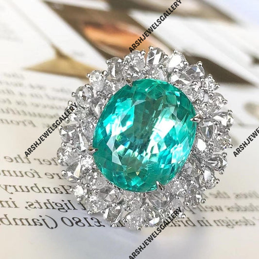 Vintage & unique design paraiba tourmaline ring 925 sterling silver ring vintage paraiba tourmaline ring engagement ring.