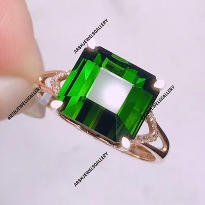 Beautiful green tourmaline ring 925 sterling silver ring green tourmaline ring engagement ring wedding ring