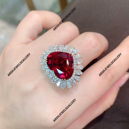 Vintage Ruby ring 925 sterling silver gorgeous heart cut Ruby ring engagement ring wedding ring