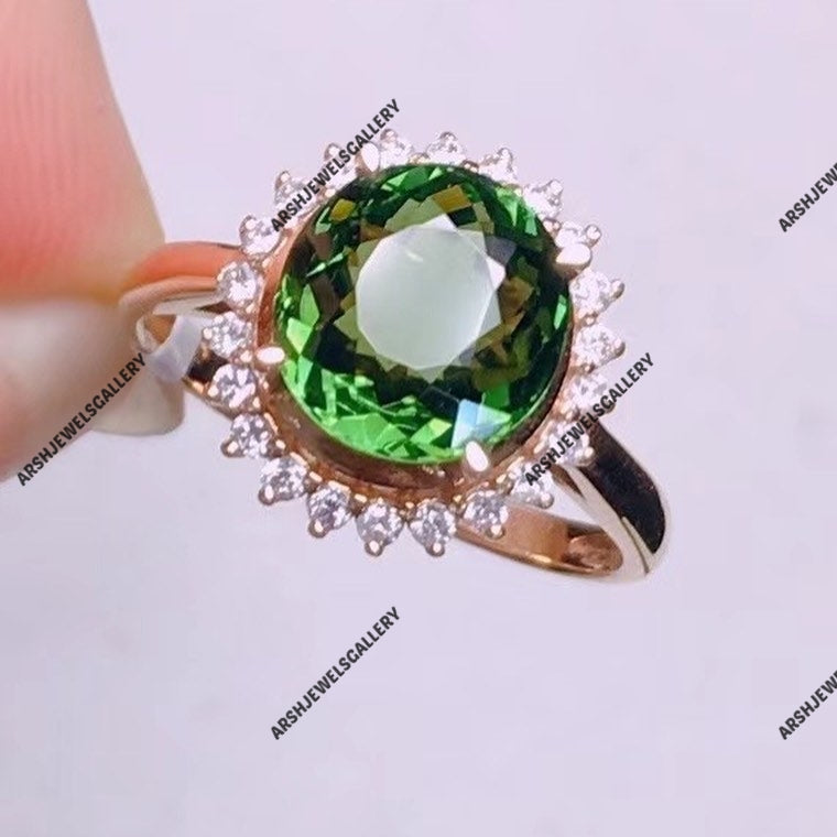 Beautiful green tourmaline ring 925 sterling silver ring vintage  oval green tourmaline ring engagement ring wedding ring