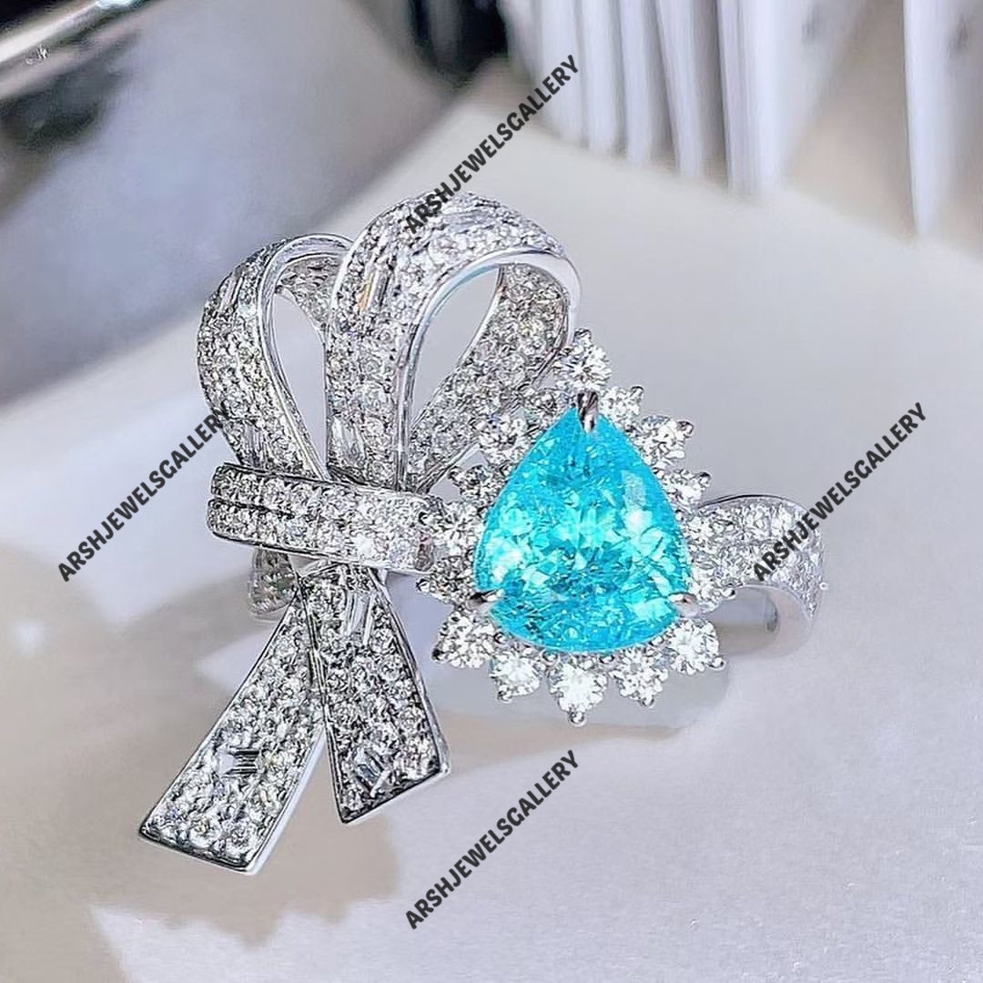 Vintage & luxurious unique design paraiba tourmaline ring 925 sterling silver ring vintage paraiba tourmaline ring engagement ring.