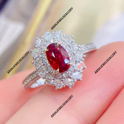 Unique design Ruby ring 925 sterling silver beautiful oval cut Ruby ring engagement ring wedding ring