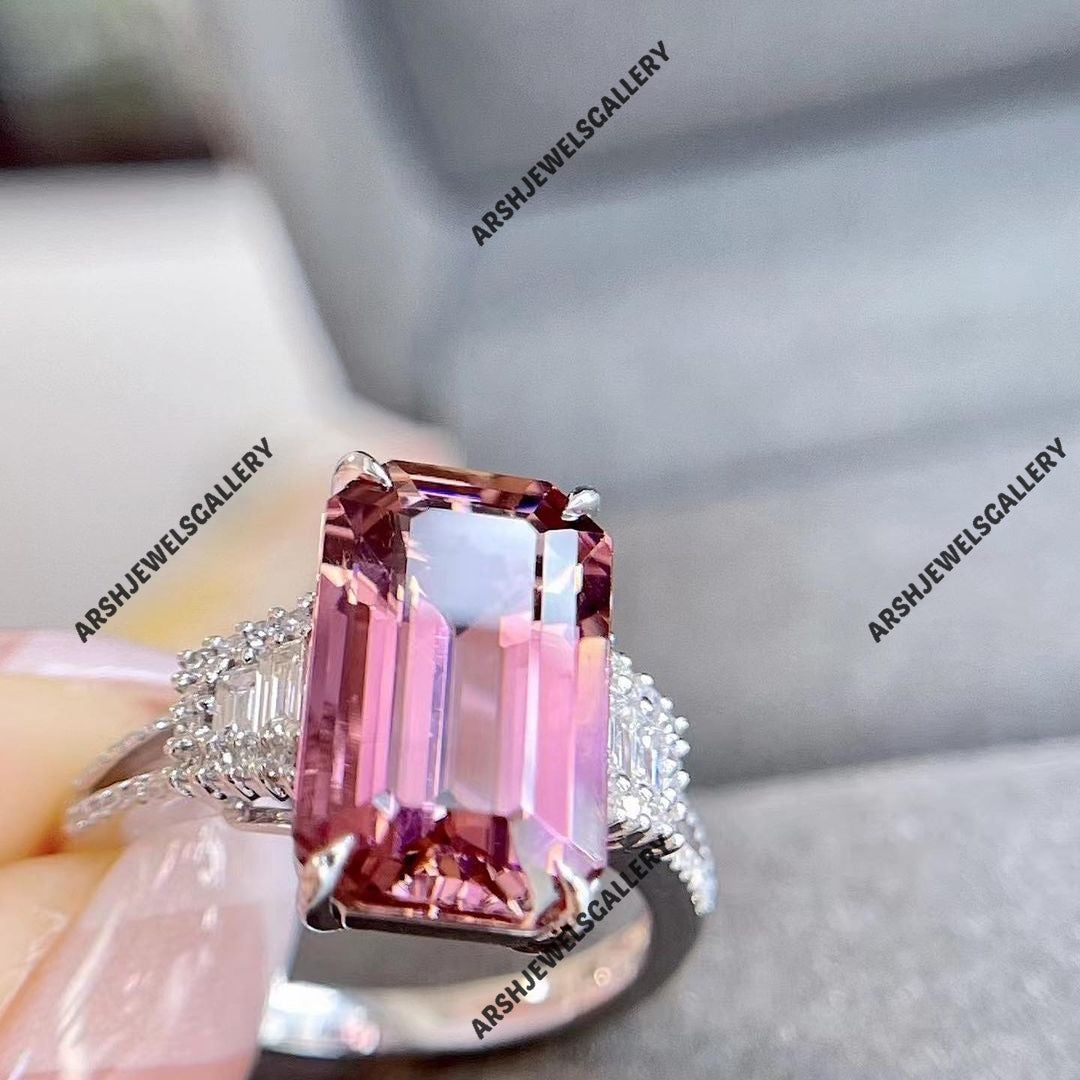 Gorgeous design pink tourmaline ring 925 sterling silver unique design pink tourmaline ring engagement ring wedding ring