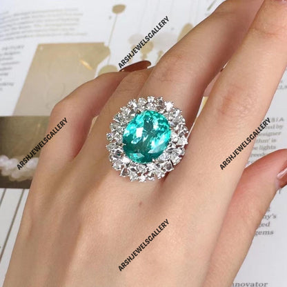 Vintage & unique design paraiba tourmaline ring 925 sterling silver ring vintage paraiba tourmaline ring engagement ring.