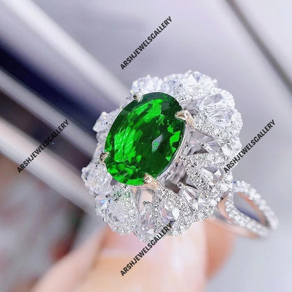 Beautiful & luxury convertible tsavorite Garnet ring unique design tsavorite Garnet ring 925 sterling silver engagement ring wedding ring.