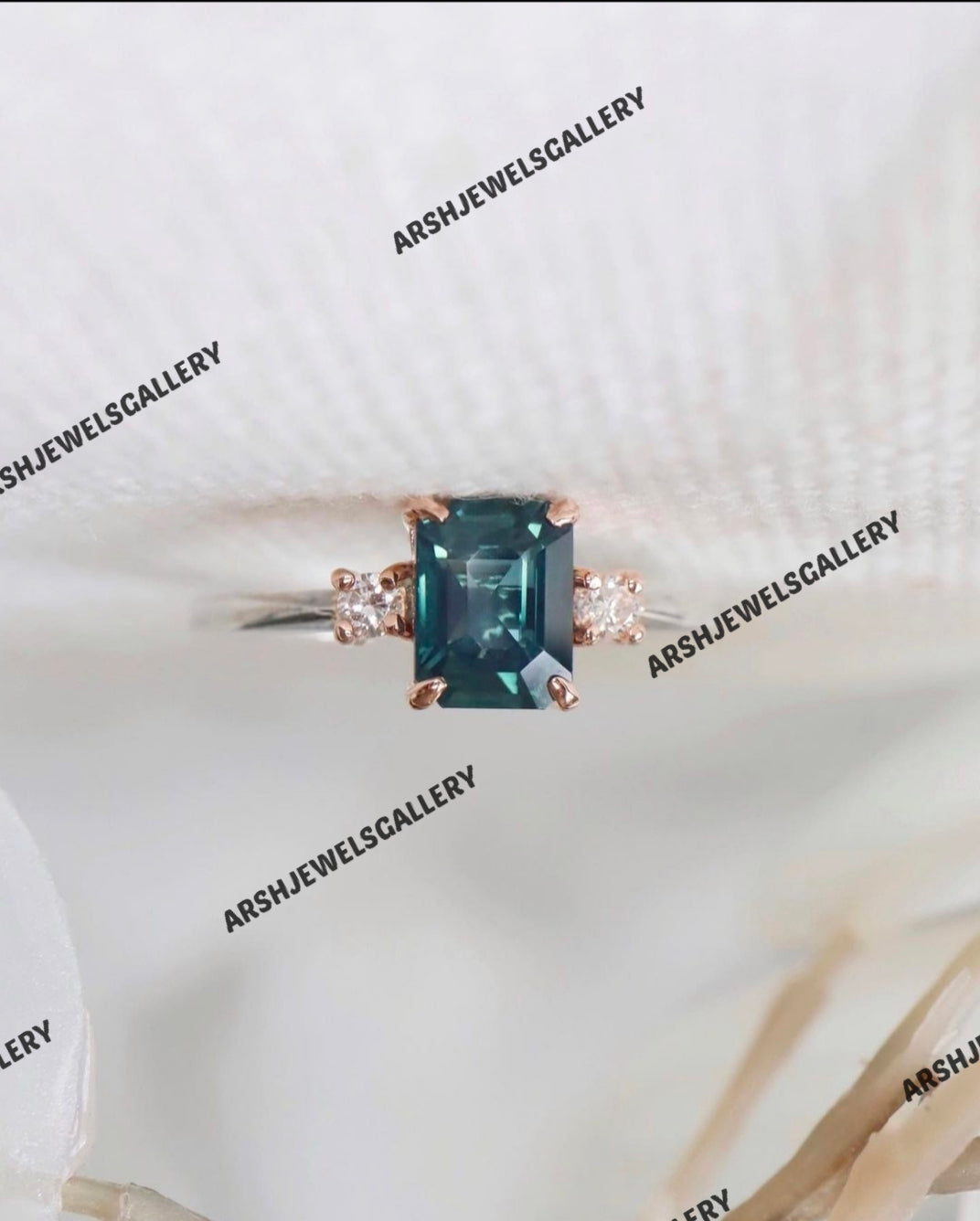 Beautiful octagon cut  teal sapphire ring 925 sterling silver vintage teal sapphire stone ring engagement ring wedding ring