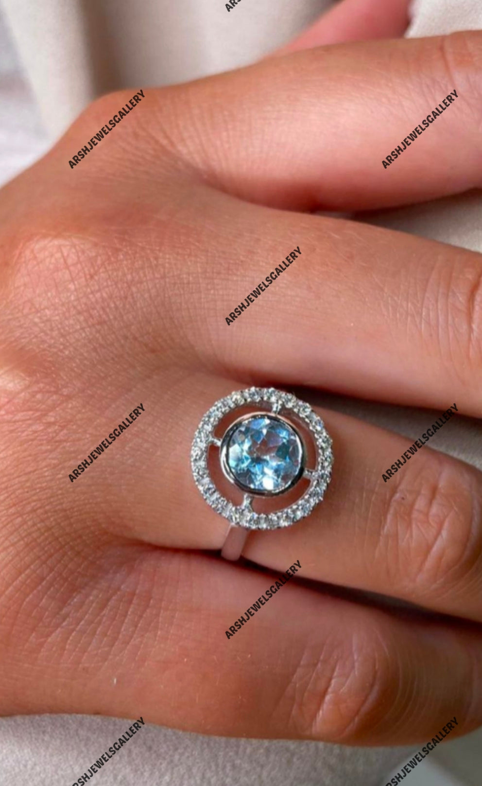 Gorgeous round cut blue topaz ring 925 sterling silver beautiful Blue topaz ring engagement ring wedding ring