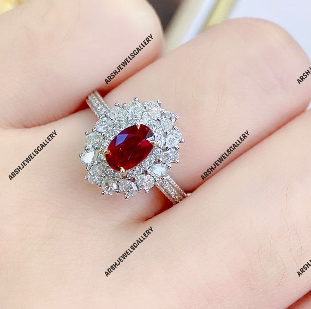 Unique design Ruby ring 925 sterling silver beautiful oval cut Ruby ring engagement ring wedding ring