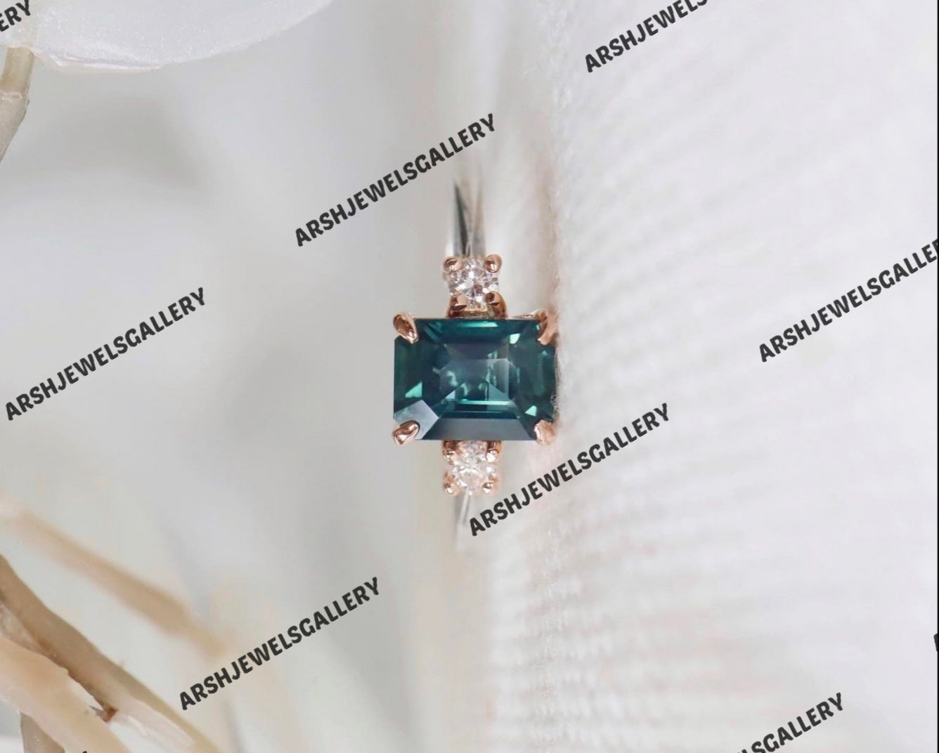 Beautiful octagon cut  teal sapphire ring 925 sterling silver vintage teal sapphire stone ring engagement ring wedding ring