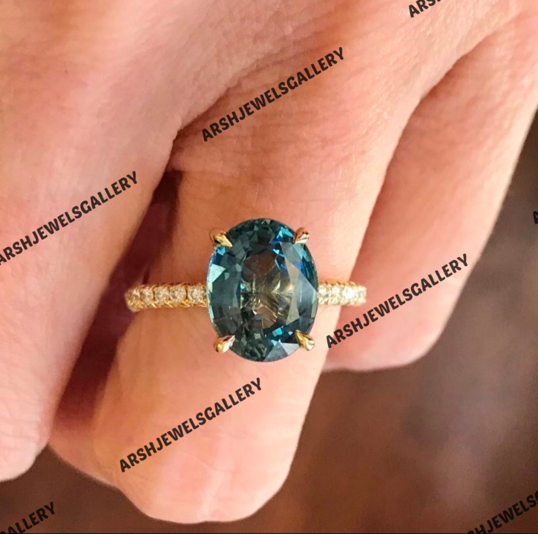 Beautiful & vintage oval cut teal sapphire ring 925 sterling silver vintage teal sapphire stone ring engagement ring wedding ring