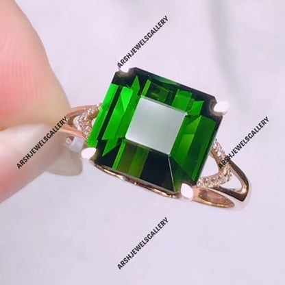 Beautiful green tourmaline ring 925 sterling silver ring green tourmaline ring engagement ring wedding ring