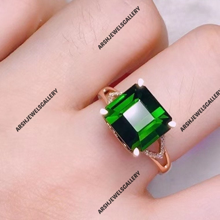 Beautiful green tourmaline ring 925 sterling silver ring green tourmaline ring engagement ring wedding ring