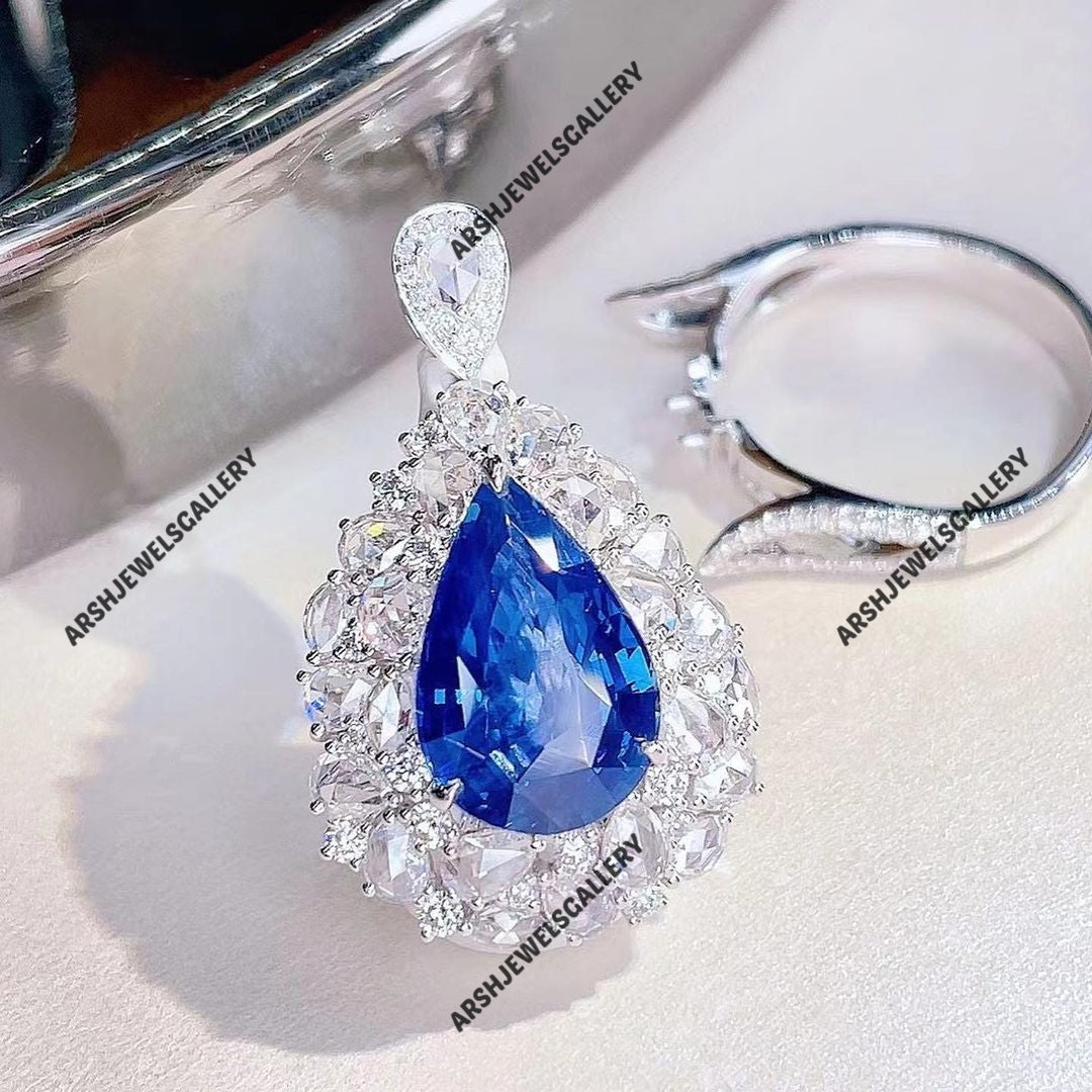 Beautiful pear cut Blue sapphire ring 925 sterling silver convertible blue sapphire ring engagement ring wedding ring