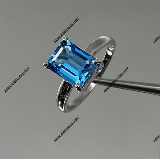 Gorgeous blue topaz ring 925 sterling silver beautiful Blue topaz ring engagement ring wedding ring