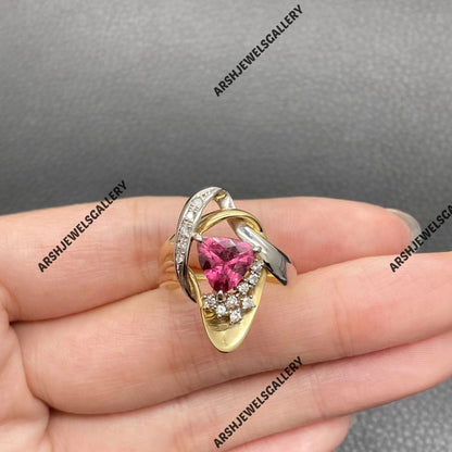 Vintage trillian cut Pink tourmaline ring 925 sterling silver unique design pink ring tourmaline ring engagement ring wedding ring